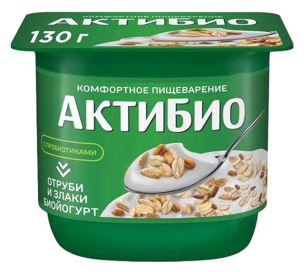 Биойогурт АКТИБИО отруби злаки бзмж 2.9% 130г