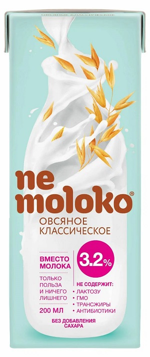 Напиток овсяный НЕМОЛОКО классический 3.2% 200мл