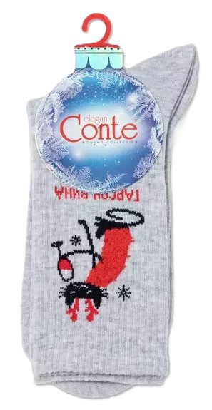 Носки женские КОНТЕ Элегант удлиненные светло-серые р.23-25 арт.552