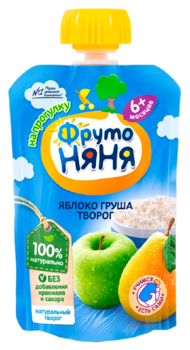 Пюре ФРУТОНЯНЯ яблоко груша творог бзмж м/у 90г