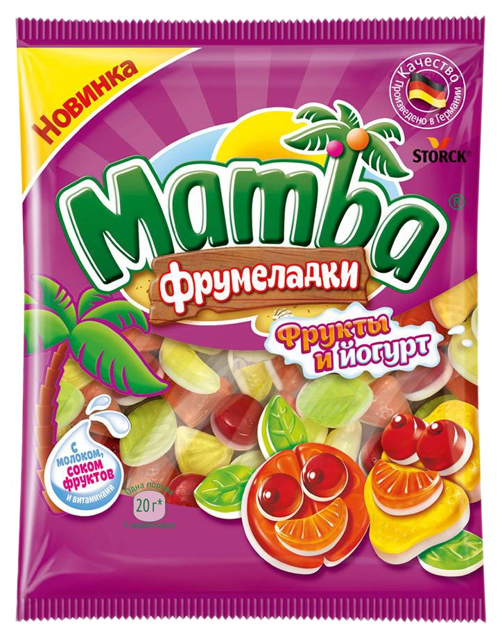 Жевательный мармелад МАМБА Фрумеладки Фрукты и йогурт 72г
