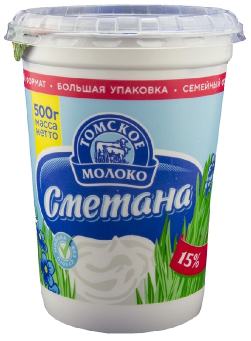 Сметана ТОМСКОЕ МОЛОКО бзмж 15% стакан 500г