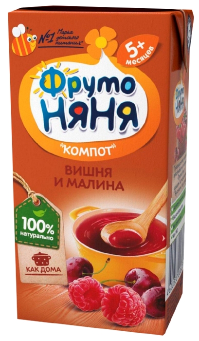 Компот ФРУТОНЯНЯ вишня и малина 0.2л