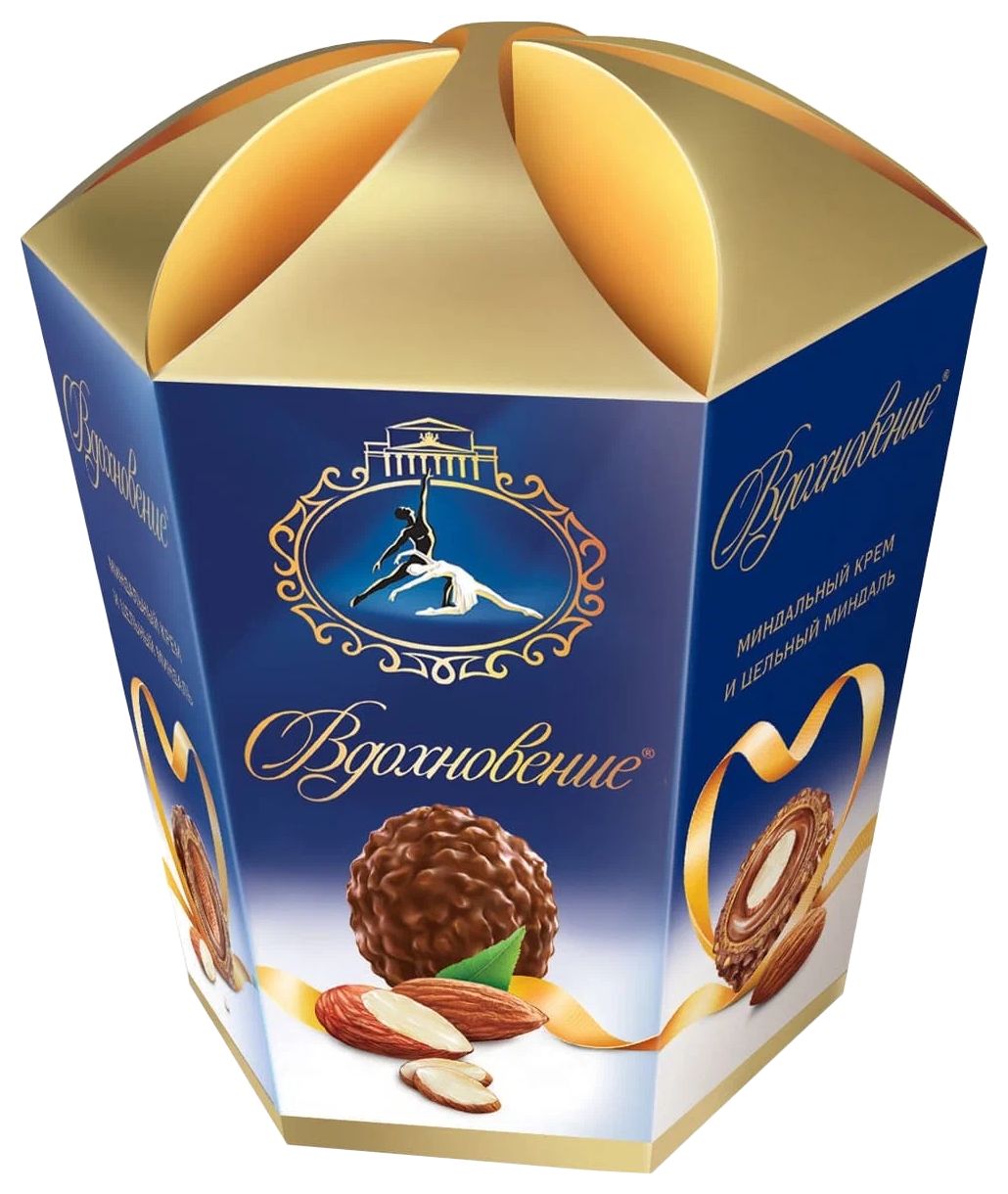 Набор конфет ВДОХНОВЕНИЕ с миндальным кремом и целым миндалем 150г