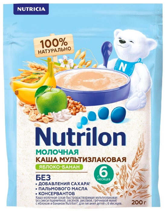 Каша НУТРИЛОН мультизлаковая яблоко банан молочная бзмж м/у 200г