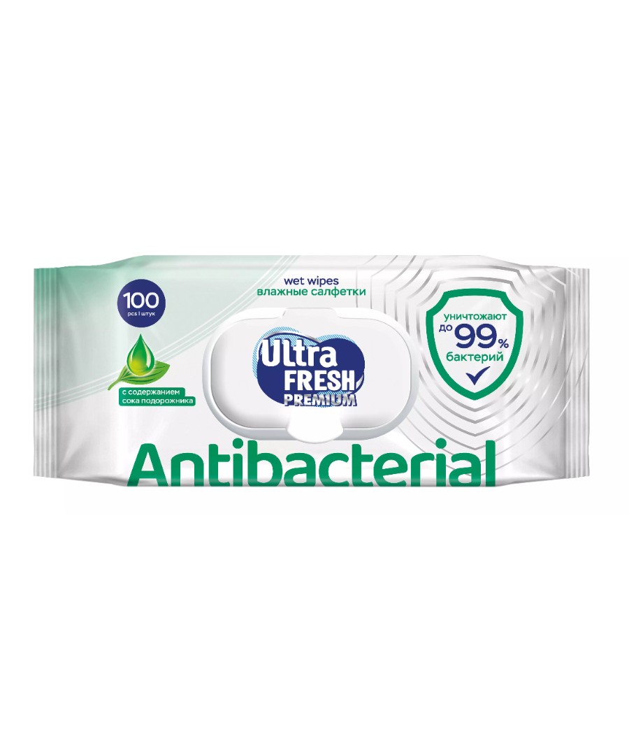Влажные салфетки УЛЬТРА ФРЕШ Премиум Антибактериальные 100шт