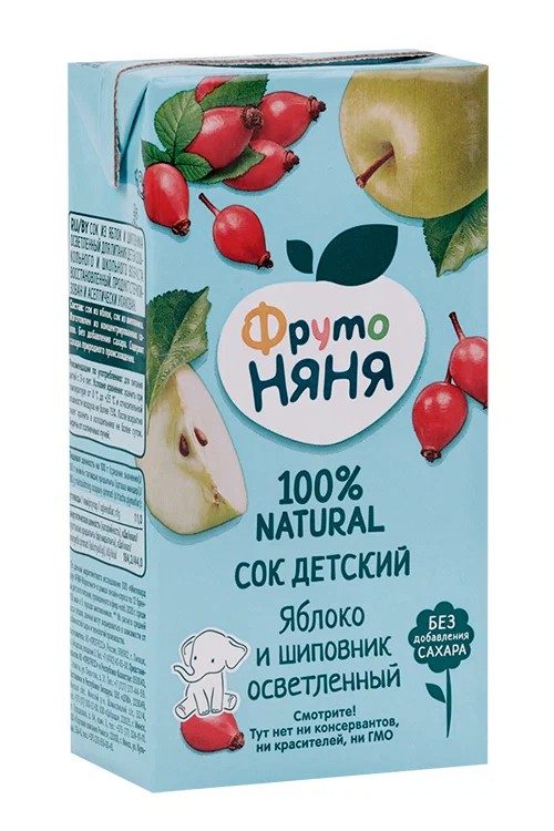 Сок ФРУТОНЯНЯ яблоко шиповник осветленный 0.5л