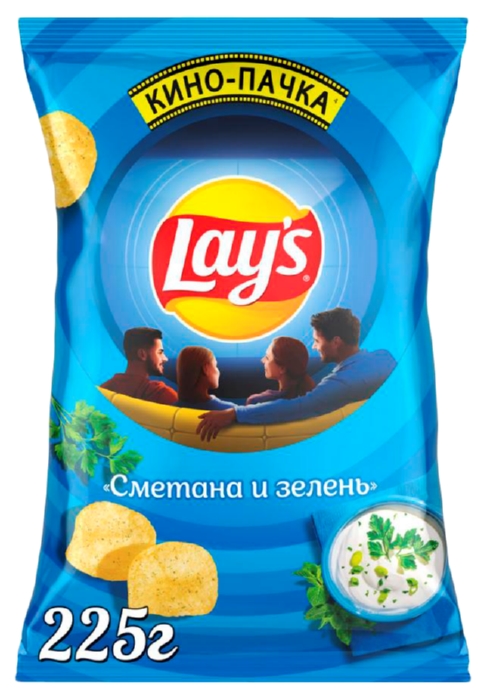 Чипсы ЛЕЙС сметана зелень 225г