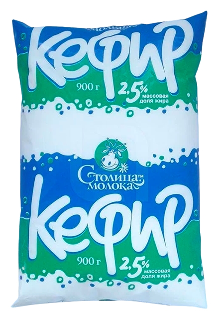 Кефир СТОЛИЦА МОЛОКА бзмж 2.5% п/пак 900г