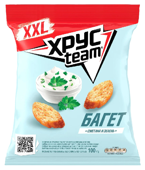 Сухарики ХРУСТИМ Багет сметана зелень 100г