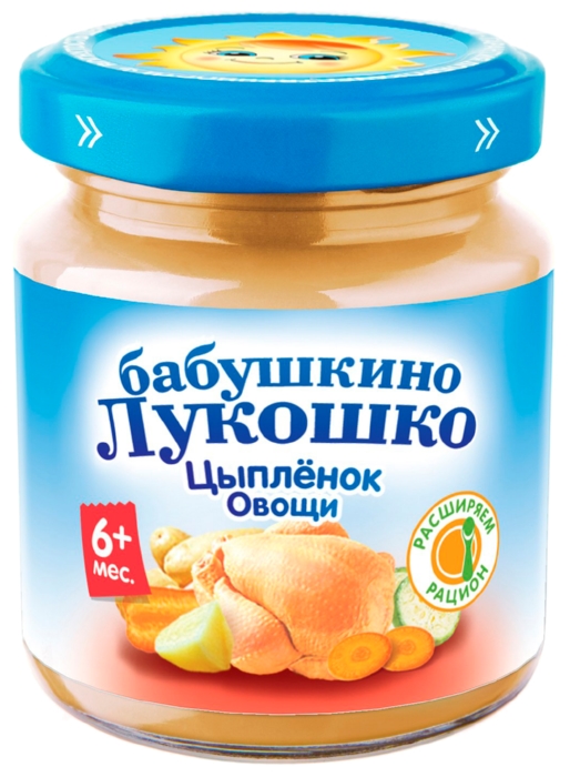 Пюре БАБУШКИНО ЛУКОШКО рагу овощное с цыпленком ст/б  100г
