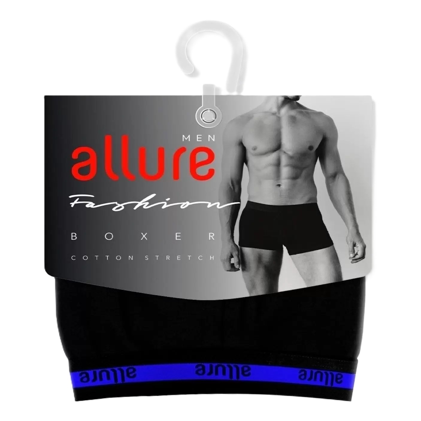 Трусы мужские АЛЛЮР боксеры черно-васильковые р.46-48 арт.00010