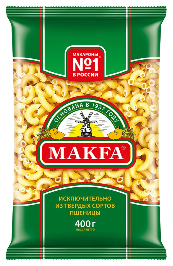Мак.изделия МАКФА Рожки гладкие м/у 400г