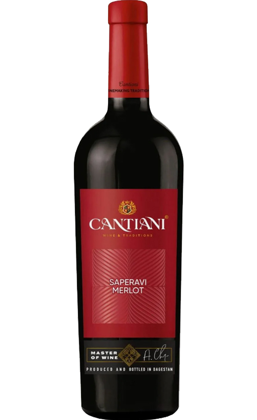 Вино КАНТИАНИ Саперави Мерло красное сух 10-12% ст/б 0.75л