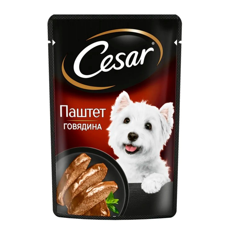 Корм для собак ЦЕЗАРЬ с говядиной паштет 80г