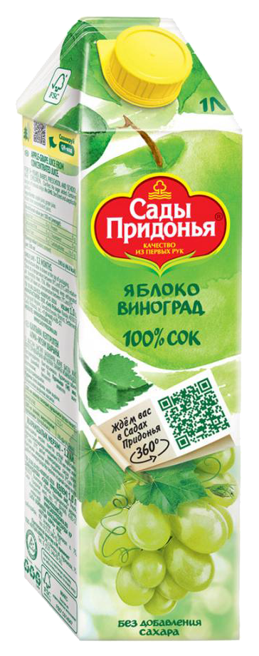 Сок САДЫ ПРИДОНЬЯ яблоко виноград 1л