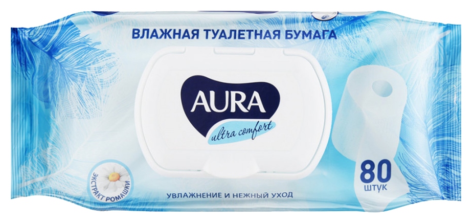 Влажная туалетная бумага АУРА 80шт