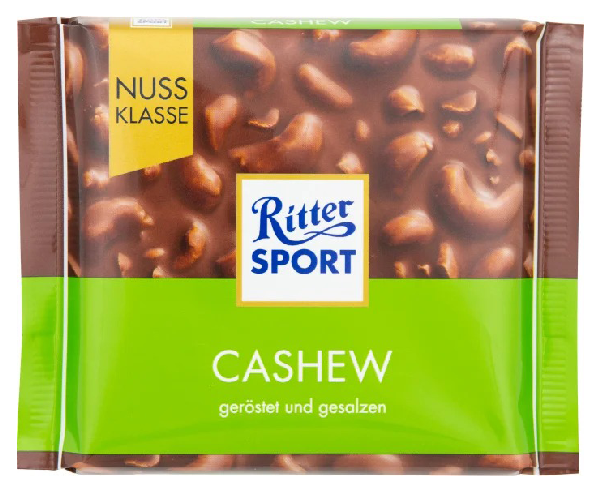 Шоколад РИТТЕР СПОРТ молочный с соленым кешью 100г