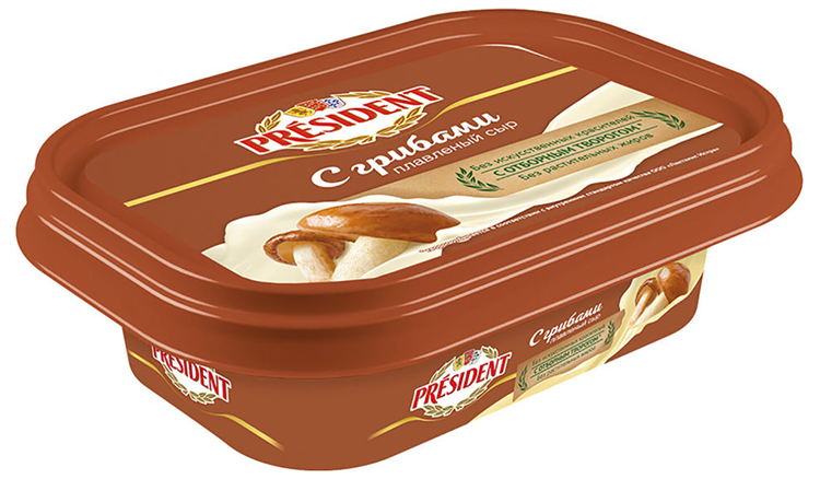 Сыр плавленый ПРЕЗИДЕНТ с грибами бзмж 45% 200г