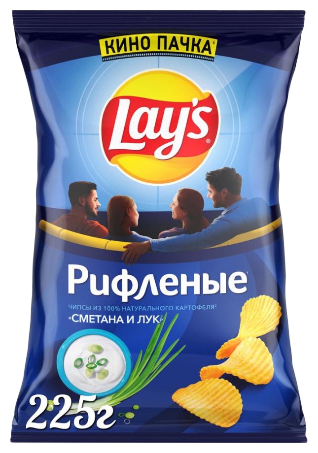 Чипсы ЛЕЙС Макс со вкусом сметаны и лука 225г