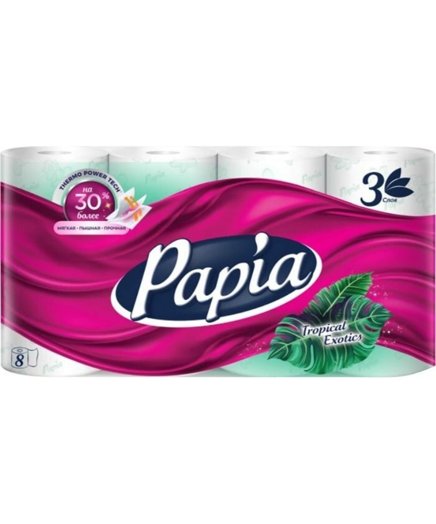 Туалетная бумага ПАПИА Тропическая экзотика 3сл 8рул