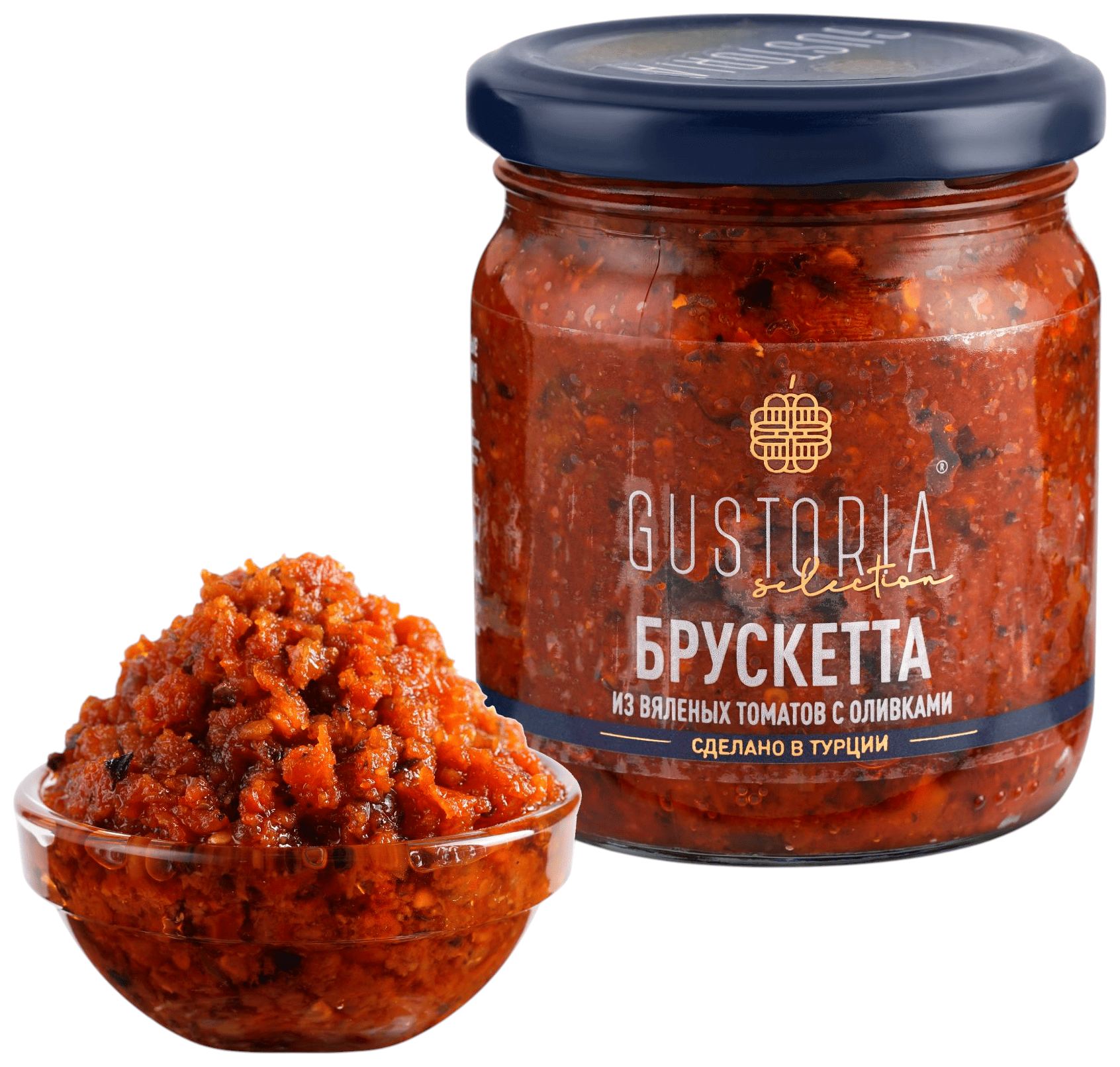 Брускетта ГУСТОРИЯ из вяленых томатов с оливками ст/б 210мл