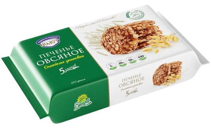Печенье ПОЛЕТ Овсяное 5 злаков 500г