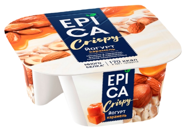 Йогурт ЭПИКА карамель семечки подсолнечника орехи бзмж 10.2% 140г