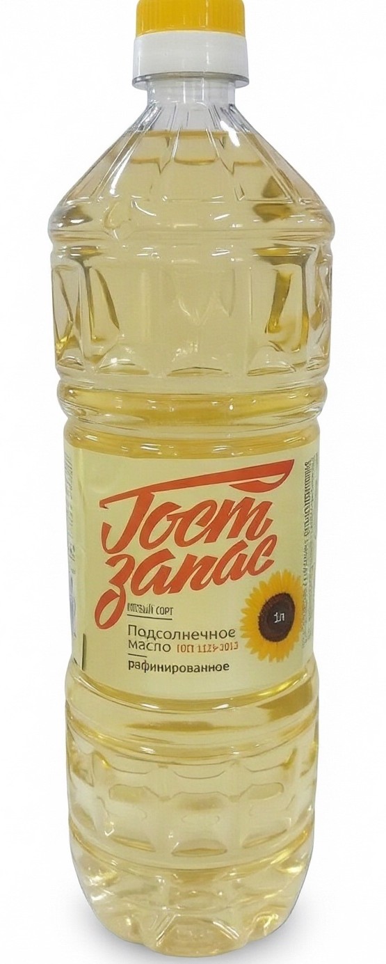 Масло подсолнечное ГОСТ ЗАПАС рафинированное 1с 1л