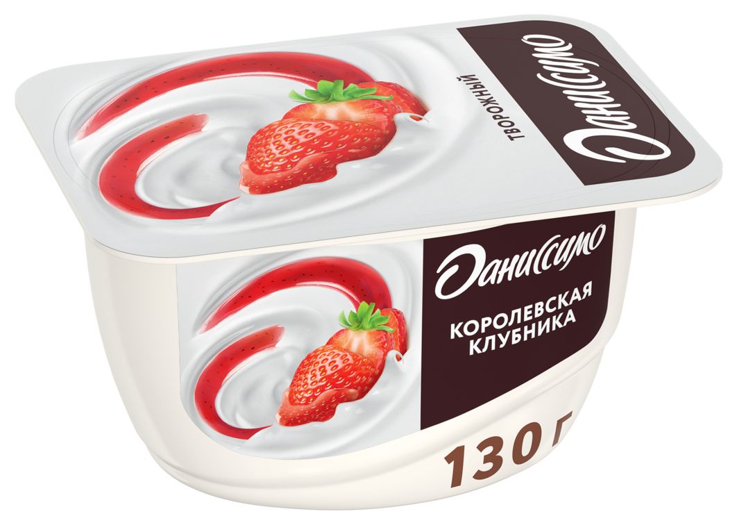 Творожный продукт ДАНИССИМО Королевская клубника бзмж 5.6% 130г