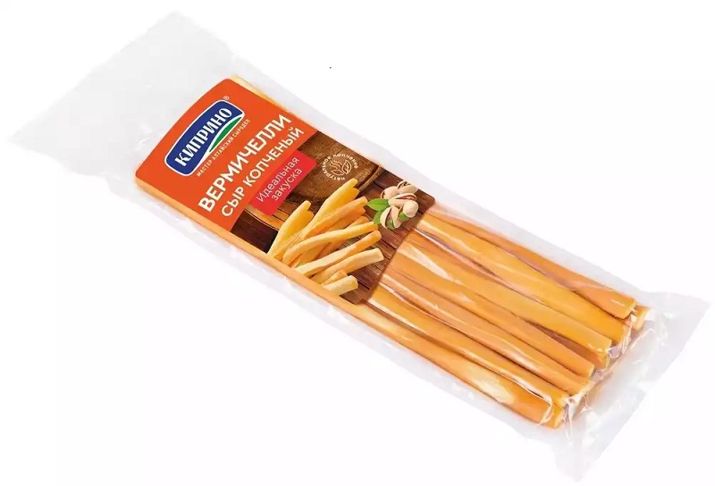 Сыр КИПРИНО Вермичелли соломка копченый бзмж 30% 90г