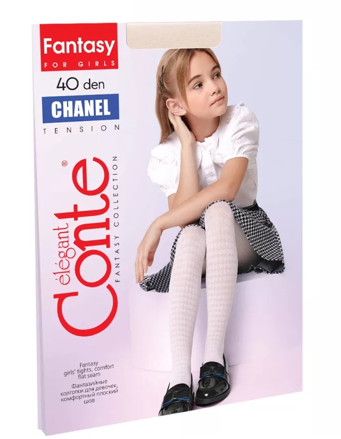 Колготки детские КОНТЕ Элегант Шанель белые р.116-122