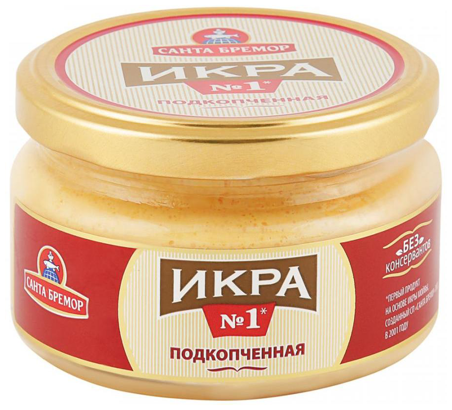 Икра мойвы САНТА БРЕМОР подкопченная ст/б 180г