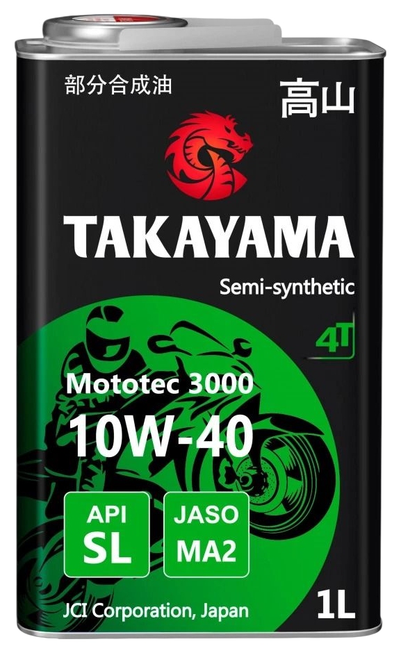 Масло ТАКАЙАМА Мототек 3000 4Т 10W40 SL JACO МА-2 ж/б 1л