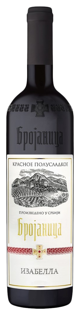 Вино БРОЯНИЦА Изабелла столовое красное п/сл 10-15% ст/б 0.75л
