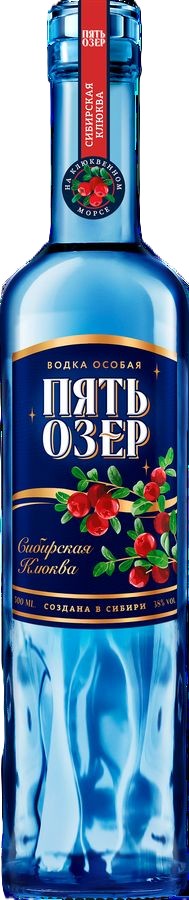 Водка ПЯТЬ ОЗЕР Сибирская Клюква 38% ст/б 0.5л