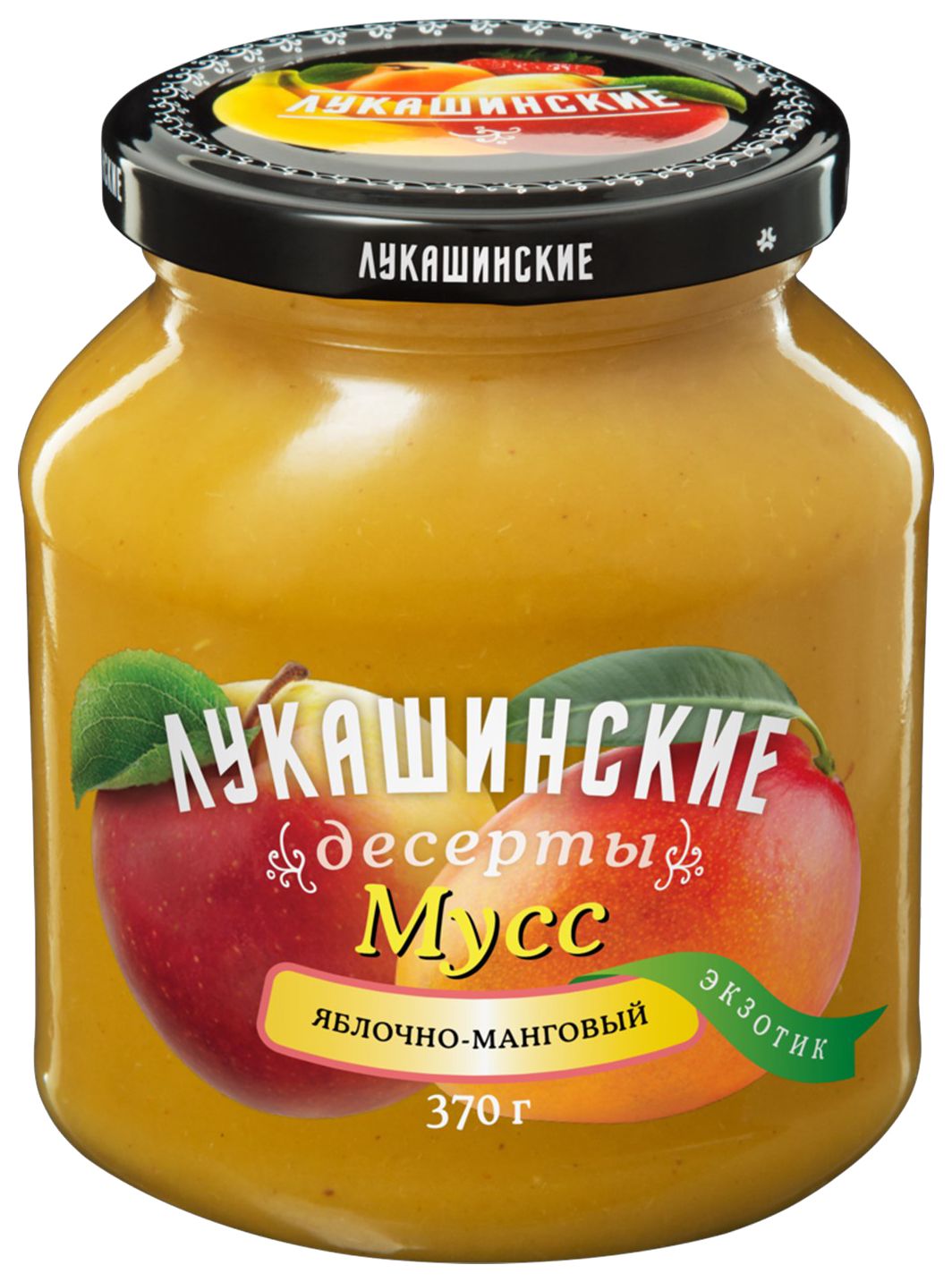 Мусс ЛУКАШИНСКИЕ Экзотик яблочно-манговый ст/б 370г