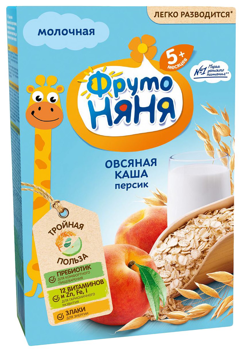 Каша ФРУТОНЯНЯ овсяная персик молочная бзмж п/пак 200г