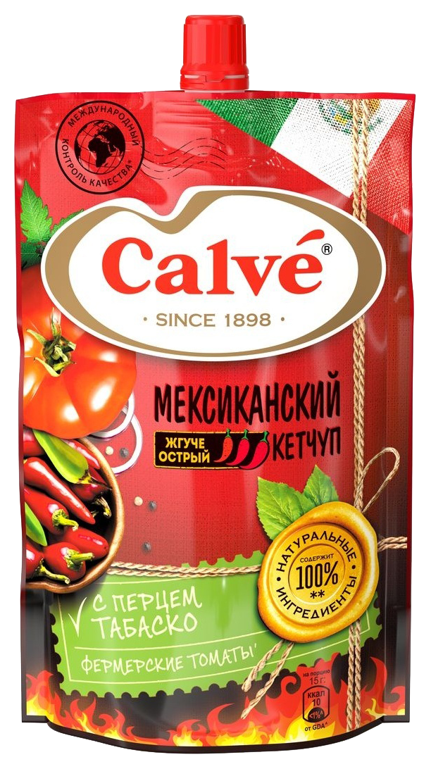 Кетчуп КАЛЬВЕ Мексиканский с перцем табаско д/пак 350г