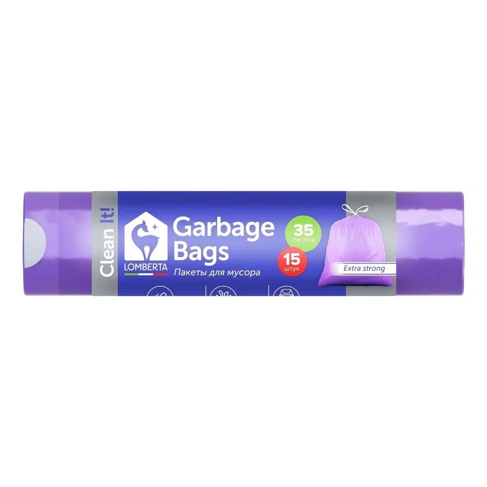 Пакеты для мусора ЛОМБЕРТА Арома с завязками 35л 15шт