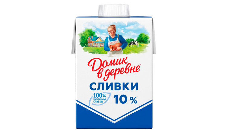Сливки ДОМИК В ДЕРЕВНЕ стерилизованные бзмж 10% 200г