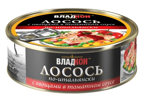 Лосось ВЛАДКОН по-итальянски с овощами в т/с ж/б ключ 240г