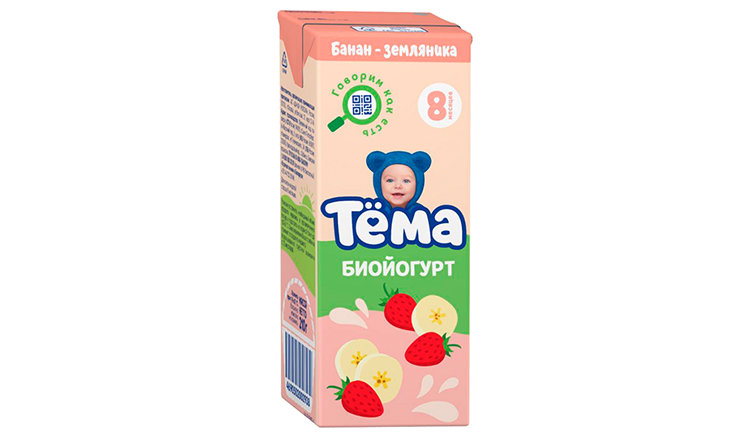Биойогурт ТЕМА банан земляника бзмж 2.8% 210г