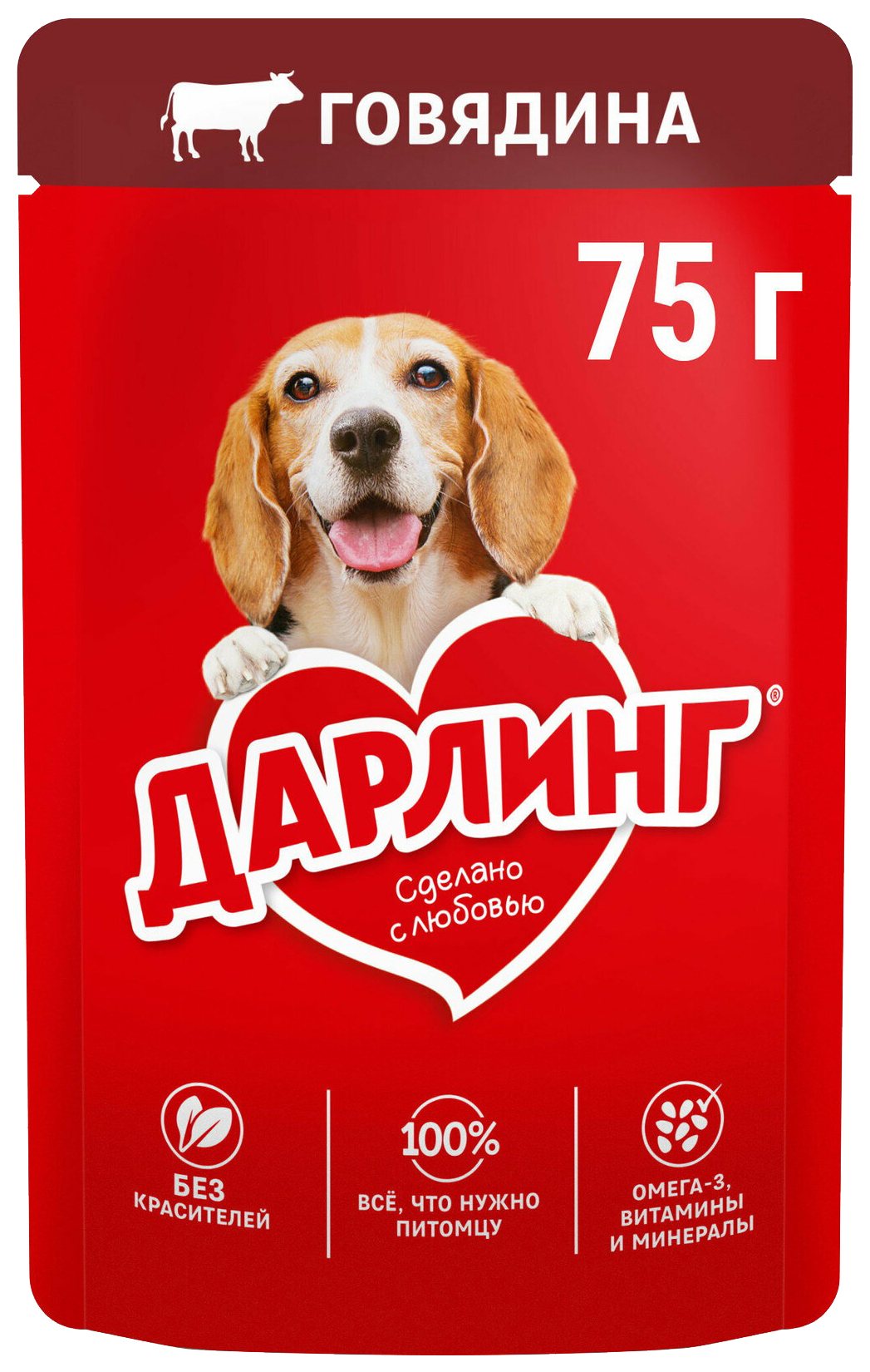 Корм для собак ДАРЛИНГ говядина в подливе 75г
