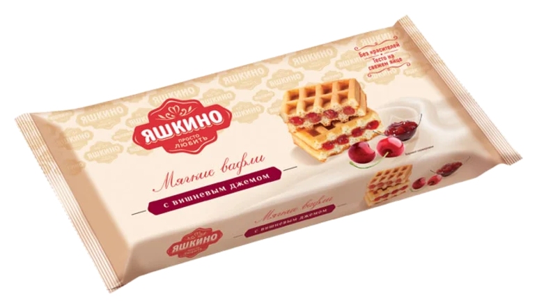 Вафли ЯШКИНО с вишневым джемом мягкие 120г