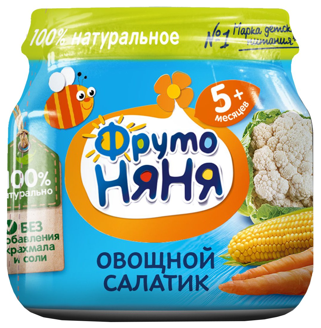 Пюре ФРУТОНЯНЯ овощной салатик ст/б 80г