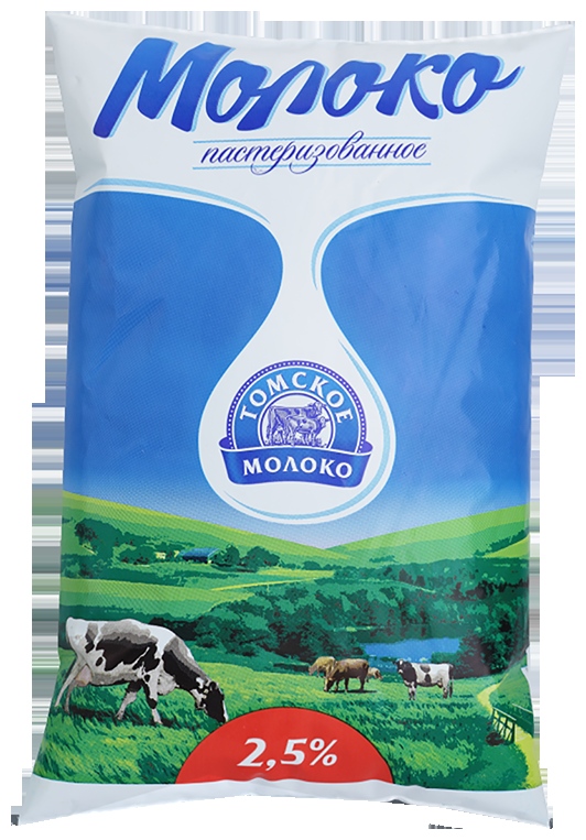 Молоко ТОМСКОЕ МОЛОКО пастер бзмж 2.5% п/пак 900г