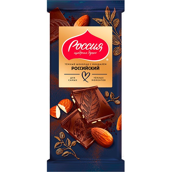 Шоколад РОССИЯ Российский с миндалем 75г