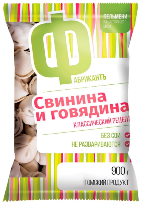 Пельмени ФАБРИКАНТЪ свинина и говядина 900г