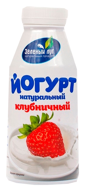 Йогурт ЗЕЛЕНЫЙ ЛУГ натуральный клубничный бзмж 2.5% 340г